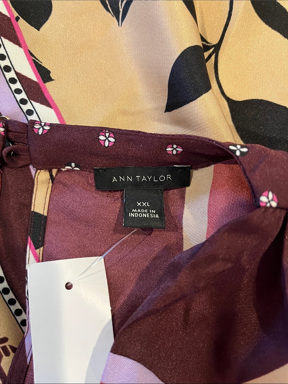 New! Ann Taylor Mixed Print Mock Neck Belted Flare Midi Dress size XXL - Picture 8 of 9